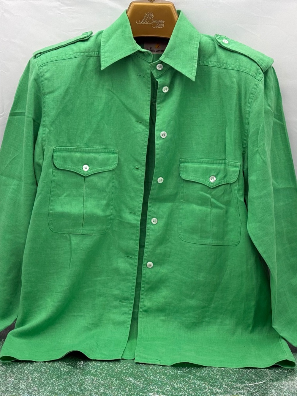 Liz Claiborne Fresh Grass Green Linen Shirt - Size 4